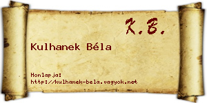 Kulhanek Béla névjegykártya