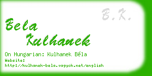 bela kulhanek business card